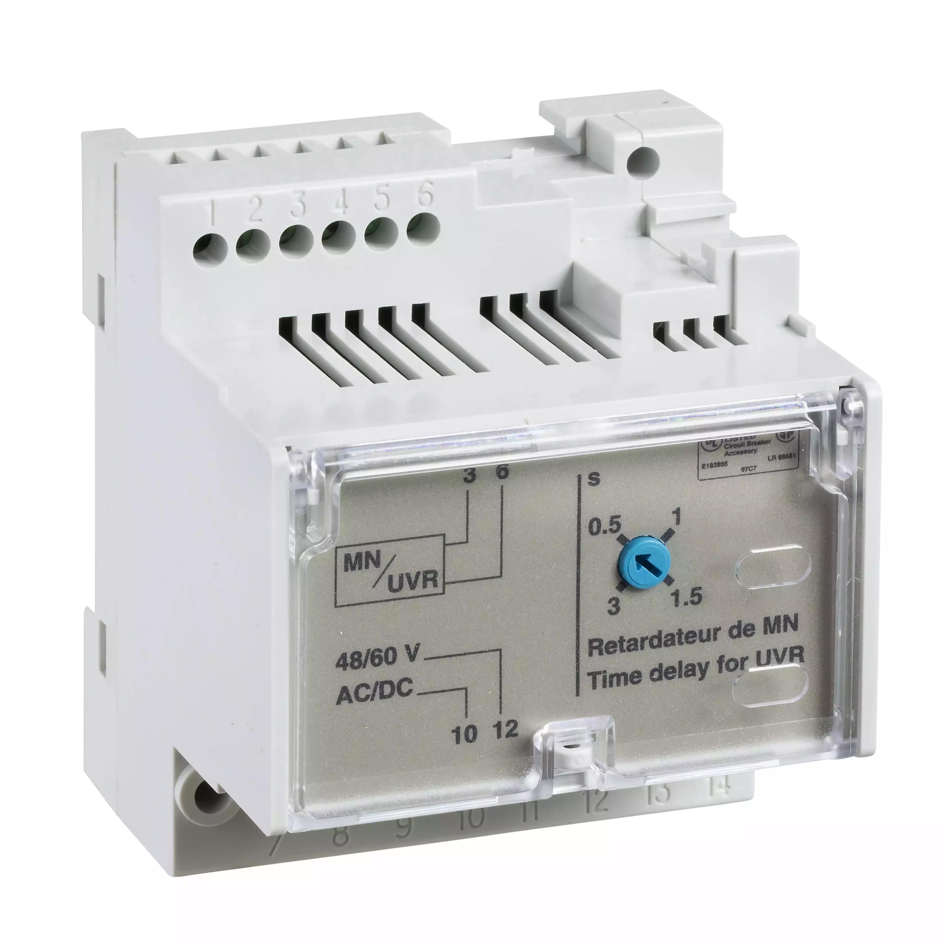 adjustable time delay relay for MN voltage release, 200/250 VDC, 200/250 VAC 50/60 Hz