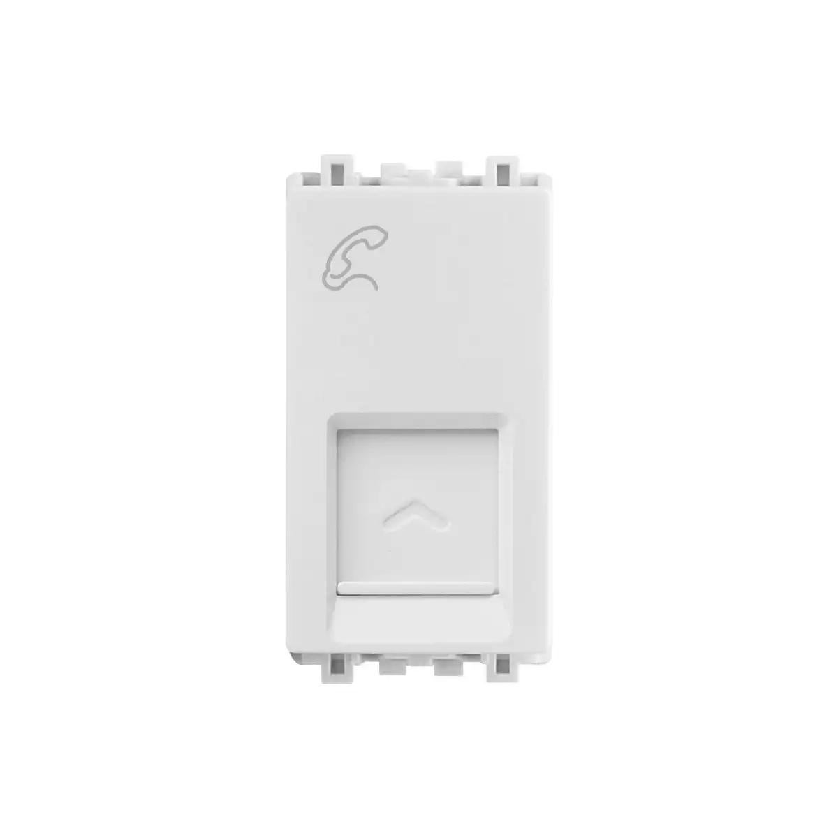 Telephone Outlet with Shutter 1M Sized Module, Horizontal, White