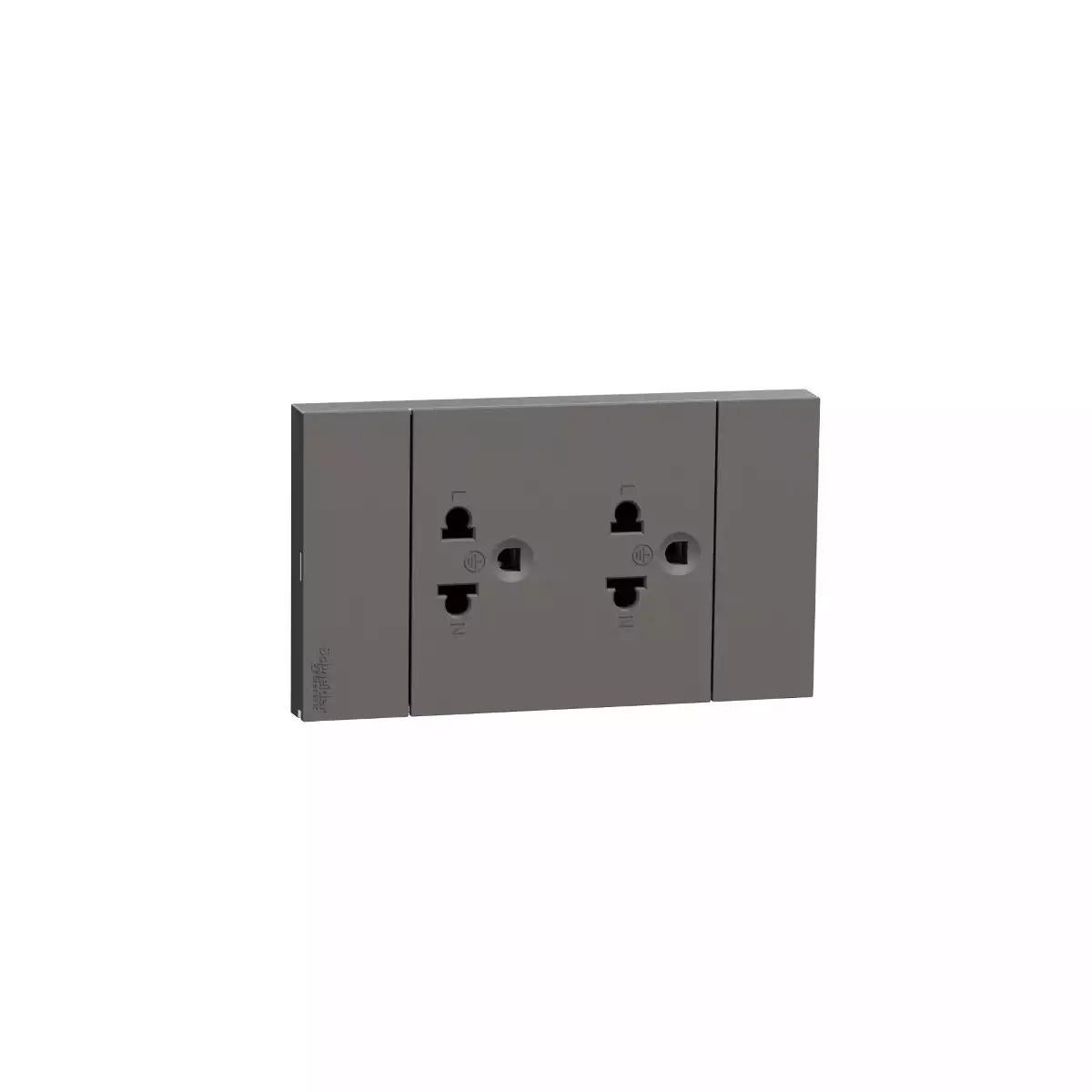 Socket-outlet, Avataron A, Universal, 16A, 250V, 2G, 3 Pin, Black