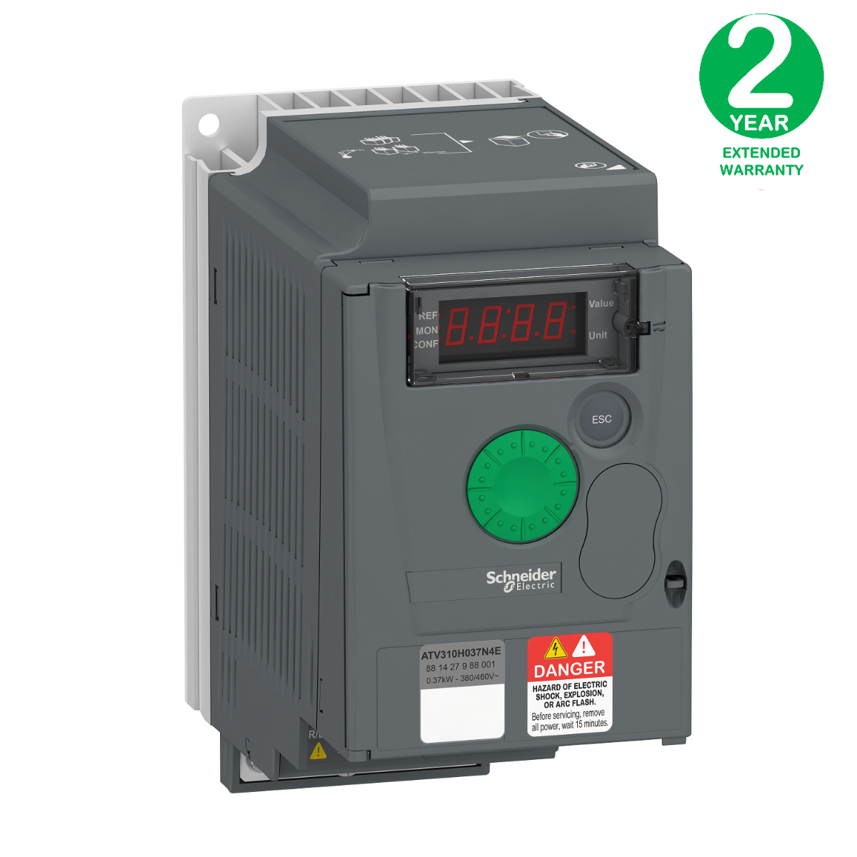 variable speed drive ATV310, 0.37 kW, 0.5 hp, 380...460 V, 3 phase, without filter + Extended Warranty 2 year