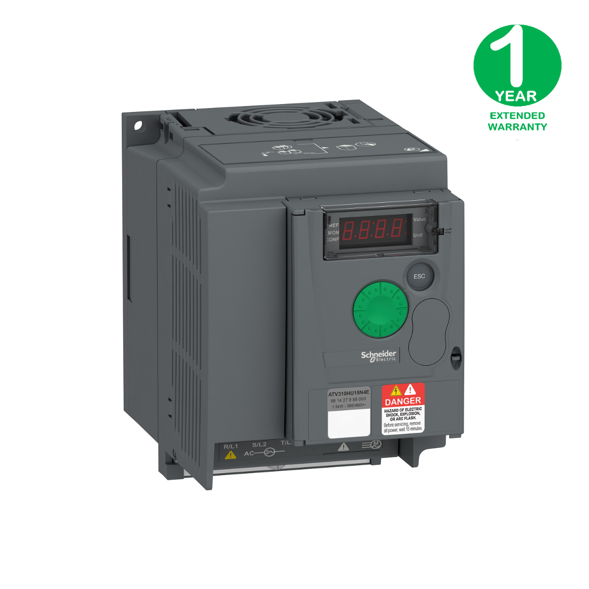 variable speed drive ATV310, 1.5 kW, 2 hp, 380...460 V, 3 phase, without filter + Extended Warranty 1 year