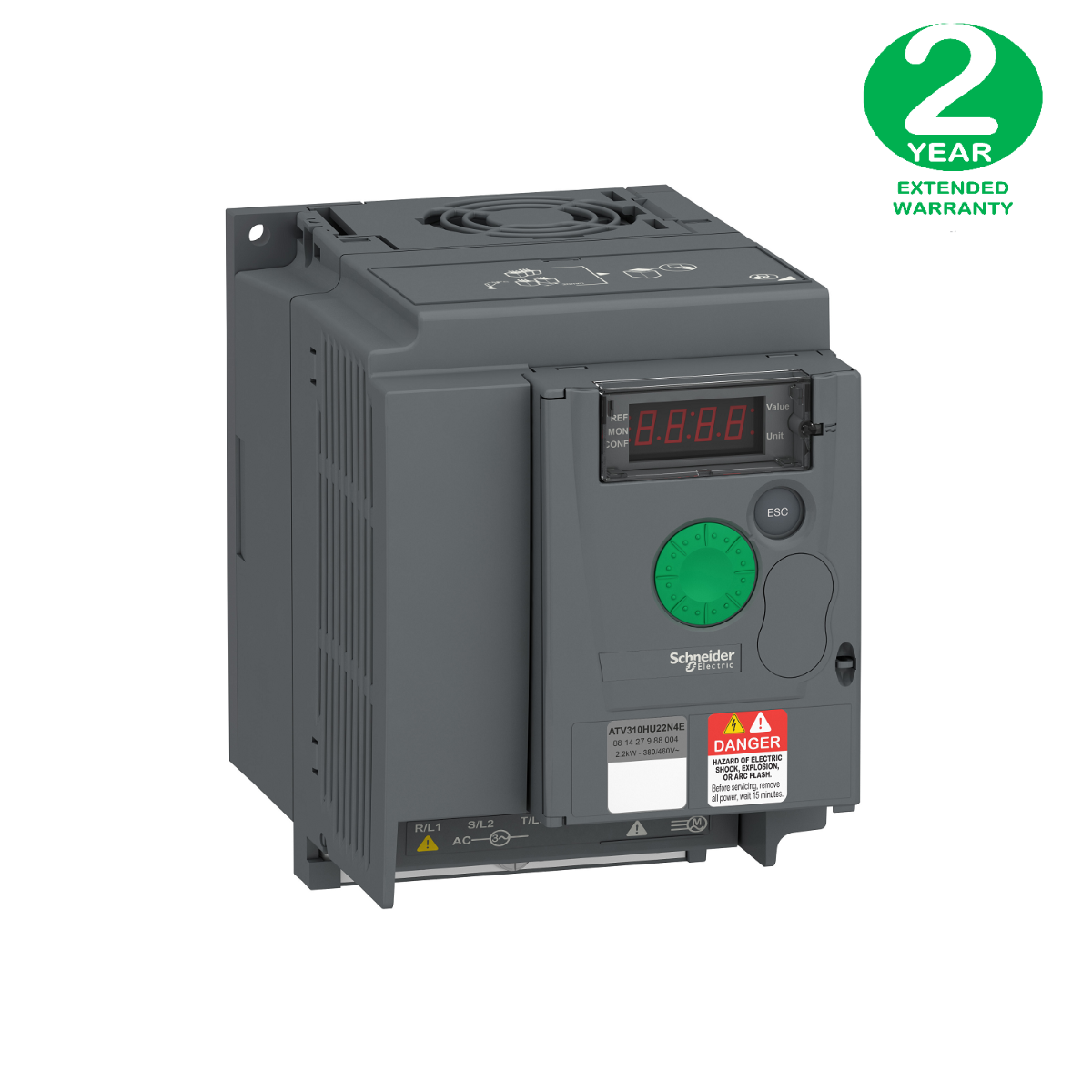 variable speed drive ATV310, 2.2 kW, 3 hp, 380...460 V, 3 phase, without filter + Extended Warranty 2 year