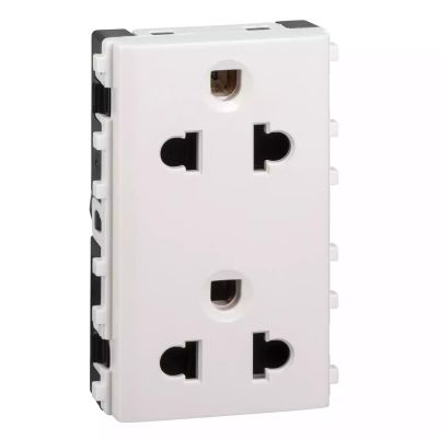 2 Gang 3-Pin Universal Duplex Socket Outlet Module with Shutter