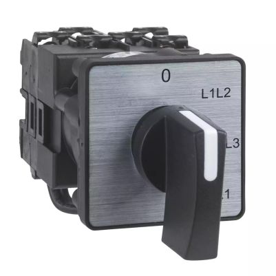 Complete cam switch, Harmony K,Voltmeter switch, 45 x 45mm, 3L, with off position, 45 degree angle, 12A, multifixing