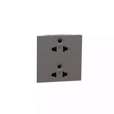 Socket-outlet, Avataron A, Universal, 16A, 250V, 3 Pin, 2G, E sized, Black