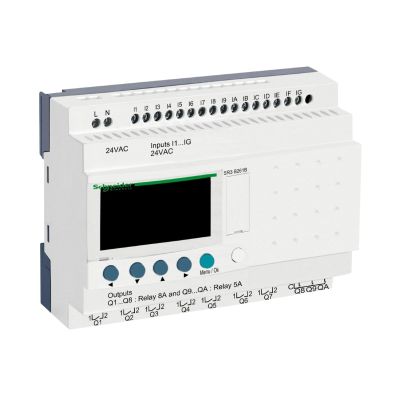 Modular smart relay, Zelio Logic, 24 I/O, 24 V AC, clock, display