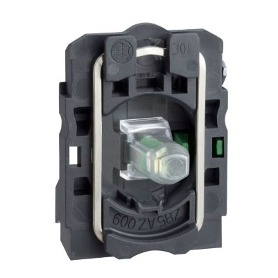 Light block with body fixing collar- Harmony XB5- plastic- green- integral LED- 24V AC DC- 1NO