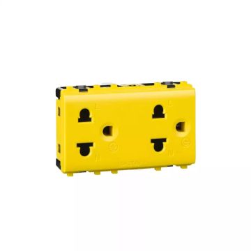 Concept - twin universal socket - 3 pin - 16A - 3 modules - push in - yellow