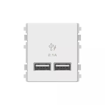 2 Ports 2.1A USB, 2 Modules Size, White