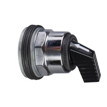 Selector switch head- Harmony 9001K- metal- long handle- black- 30mm- 3 positions- return both sides to center