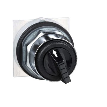 Selector switch head- Harmony 9001K- metal- standard handle- black- 30mm- 4 positions- stay put