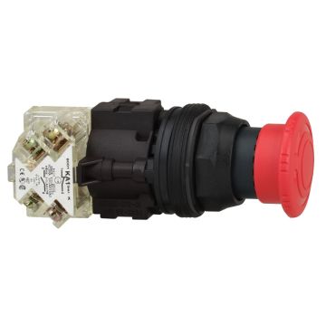 Emergency stop push button- Harmony 9001SK- plastic- mushroom 40mm- red- 30mm- 2 positions- turn to release- 2 C/O