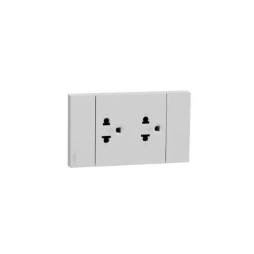 Socket-outlet, Avataron A, Universal, 16A, 250V, 2G, 3 Pin, White