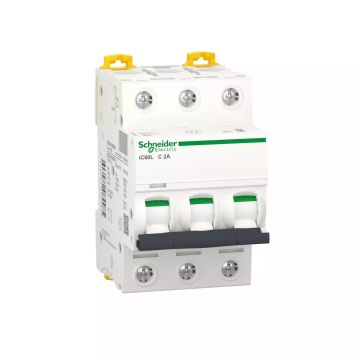 Miniature circuit-breaker, Acti9 iC60L, 3P, 2 A, C curve, 15000 A (IEC 60898-1), 100 kA (IEC 60947-2)