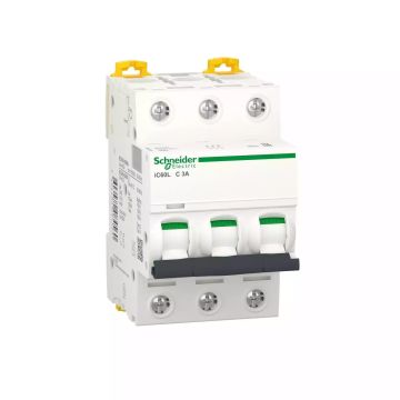 Miniature circuit-breaker, Acti9 iC60L, 3P, 3 A, C curve, 15000 A (IEC 60898-1), 100 kA (IEC 60947-2)