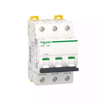 Miniature circuit-breaker, Acti9 iC60L, 3P, 6 A, C curve, 15000 A (IEC 60898-1), 25 kA (IEC 60947-2)