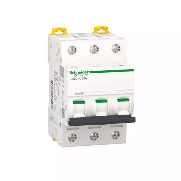 Miniature circuit-breaker, Acti9 iC60L, 3P, 20 A, C curve, 15000 A (IEC 60898-1), 25 kA (IEC 60947-2)