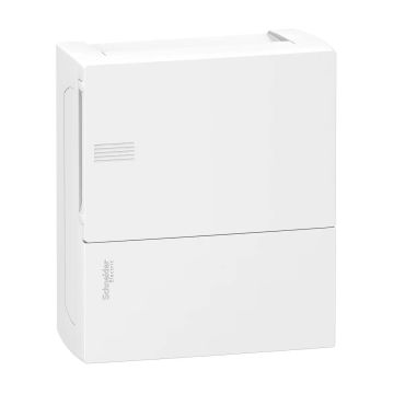 Enclosure, Resi9 MP, surface mounting, 1 row of 8 modules, IP40, white door, 1 earth + 1 neutral terminal blocks