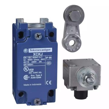 Limit switch,  XC Standard, XCKJ, steel roller lever, 1NC+1 NO, snap action, Pg13