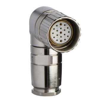 Female- M23- 19 pin- elbowed connector- cable gland Pg 13.5