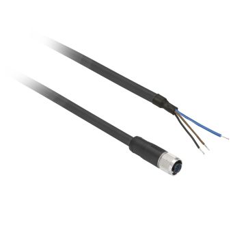 Pre wired connectors XZ- straight female- M8- 3 pins- cable PUR 5 m