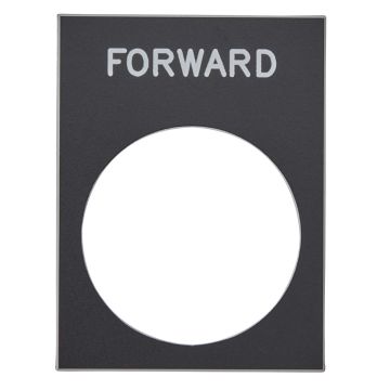 Marked legend- Harmony XAC- nameplate- 30 x 40mm- plastic- black- 22mm push button- white marked FORWARD