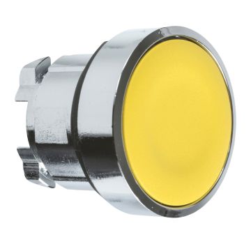 Head for illuminated push button- Harmony XB4- metal- yellow flush- 22mm- push-push- unmarked
