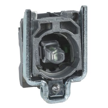 Light block with body fixing collar- Harmony XB4- metal- green- integral LED- 24V AC DC- 2NO