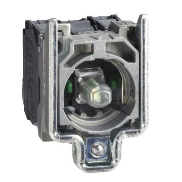 Light block with body fixing collar- Harmony XB4- metal- green- integral LED- 230â€¦240V AC- 1NO+1NC
