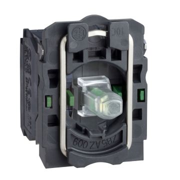 Light block with body fixing collar- Harmony XB5- plastic- green- integral LED- 24V AC DC- 2NO