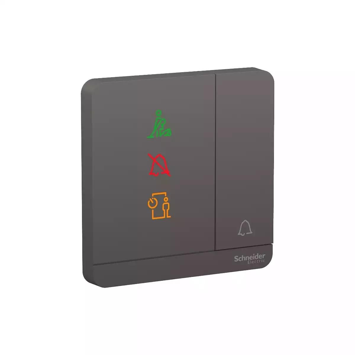 AvatarOn, push button for doorbell, 10A, 250V, LED, Dark Grey