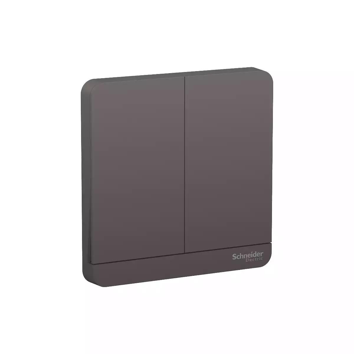 AvatarOn, cover plate for switch, 2 rocker, Dark Grey