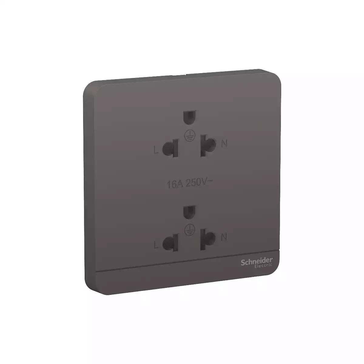 AvatarOn, socket-outlet,16A, 2 x 2P, universal, Dark Grey