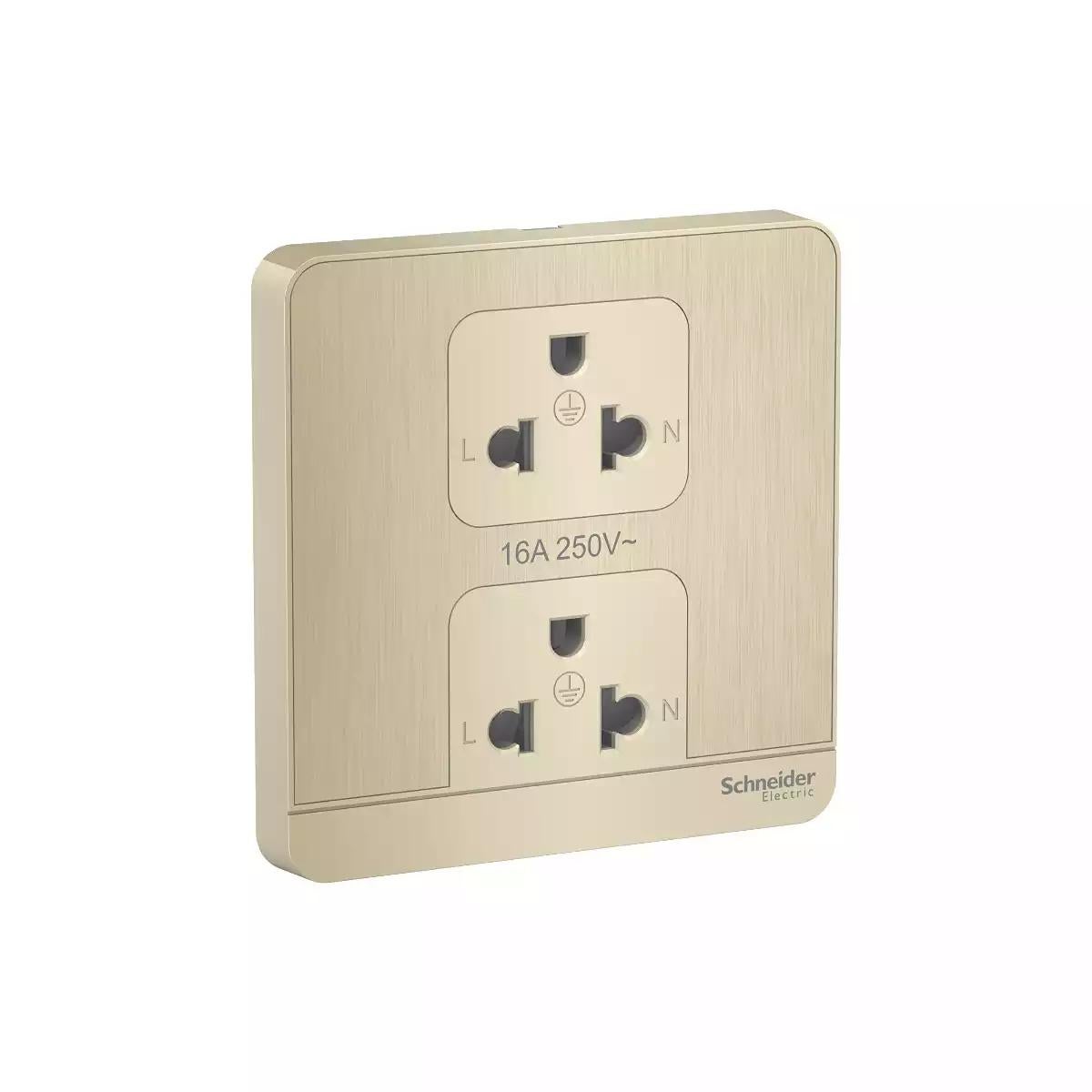 AvatarOn, socket-outlet, 16A, 2 x 2P, universal, Metal Gold Hairline
