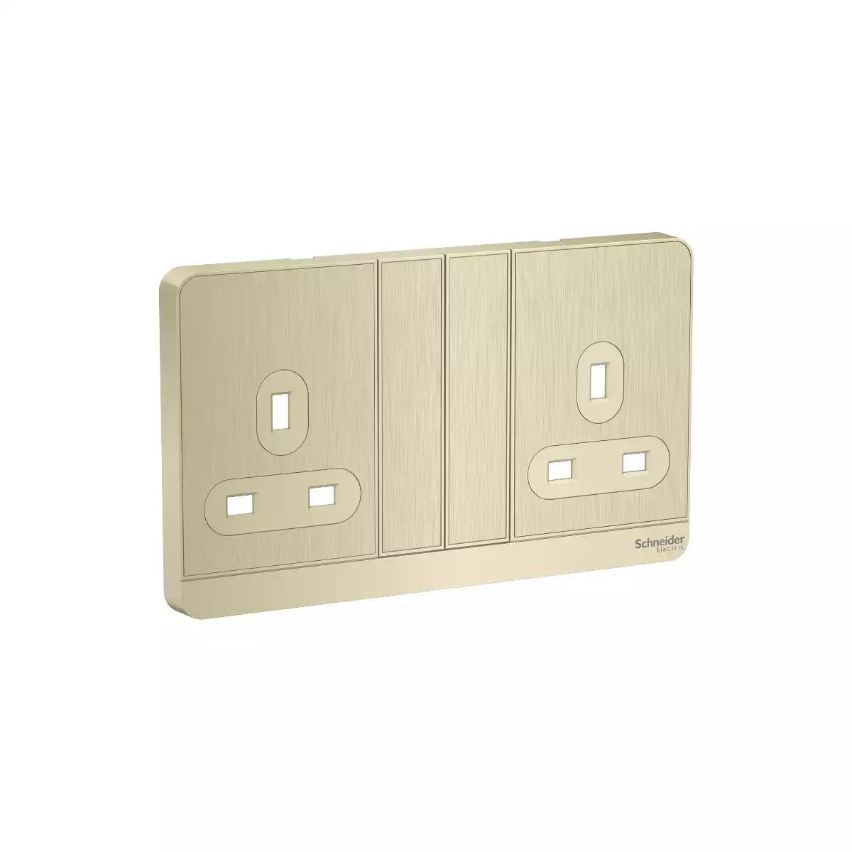 AvatarOn, 2 switched socket, 3P, 13 A, 250 V, Metal Gold Hairline