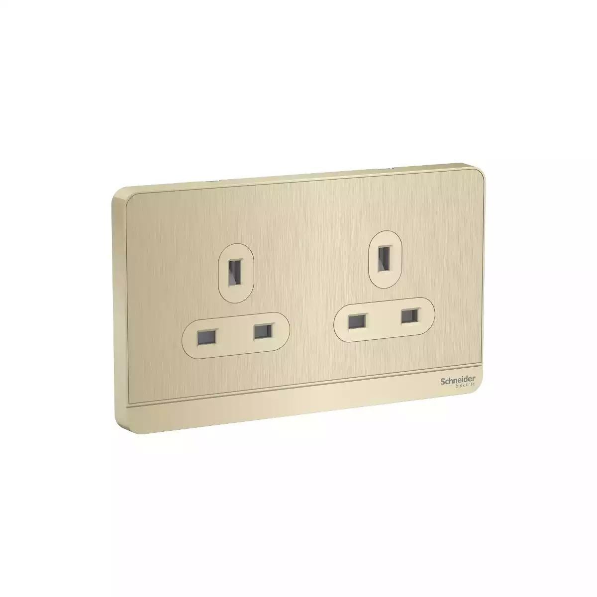 AvatarOn, 2 switched socket, 3P, 13 A, 250 V, LED, Metal Gold Hairline