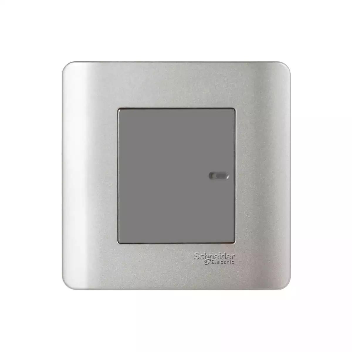 Switch, Zencelo, 1 gang, with LED indicator, silver satin