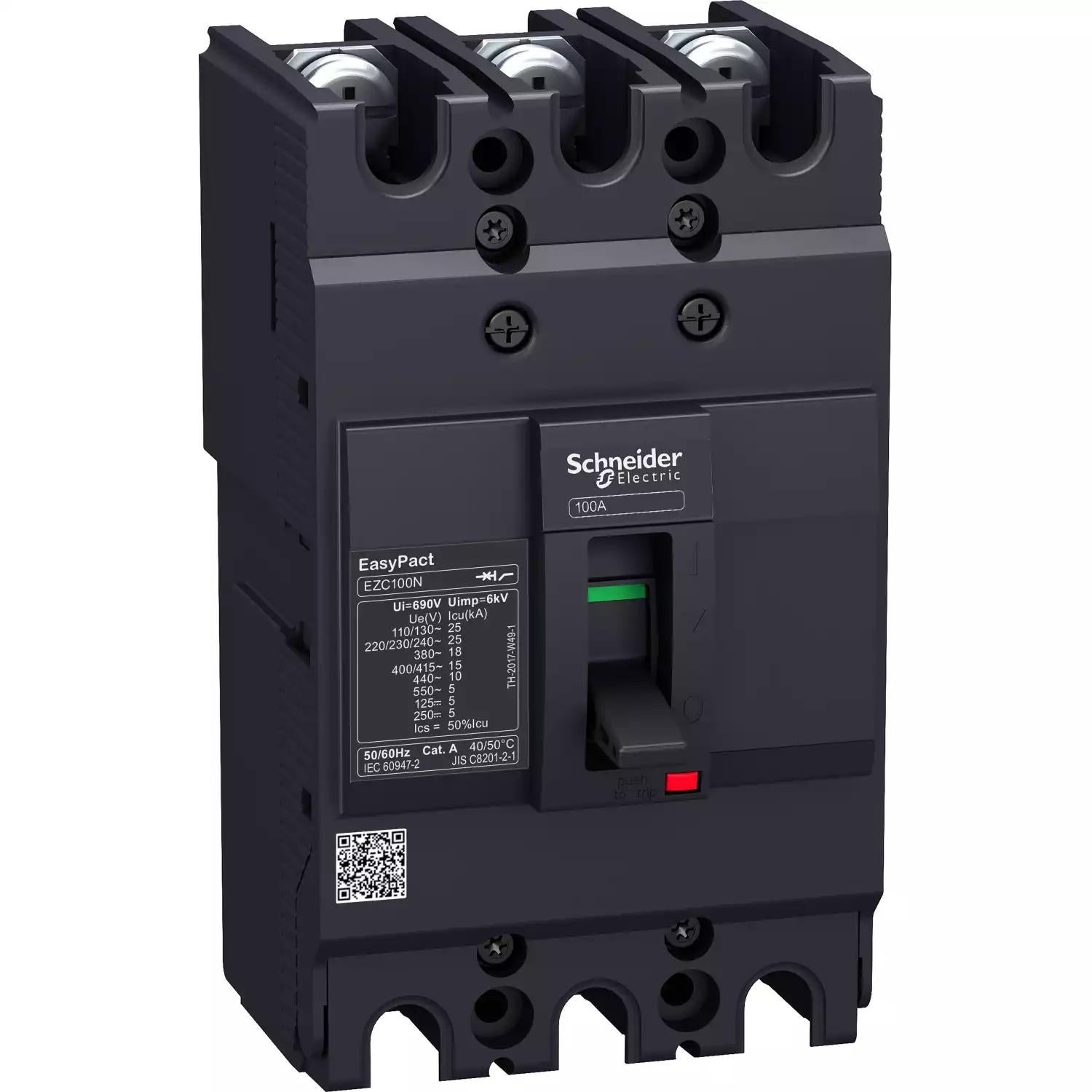 circuit breaker EasyPact EZC100N - TMD - 15 A - 3 poles 3d