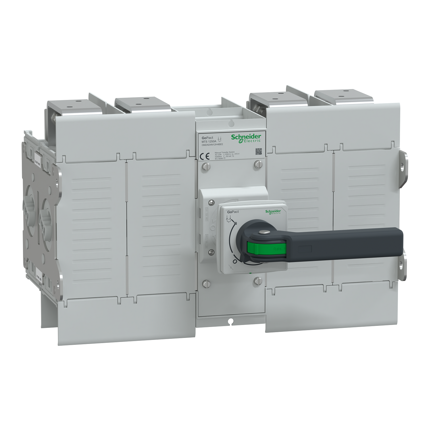 Manual transfer switch, GoPact MTS 200, 4 poles, 125A, 415VAC 50/60Hz, extended rotary handle, open transition