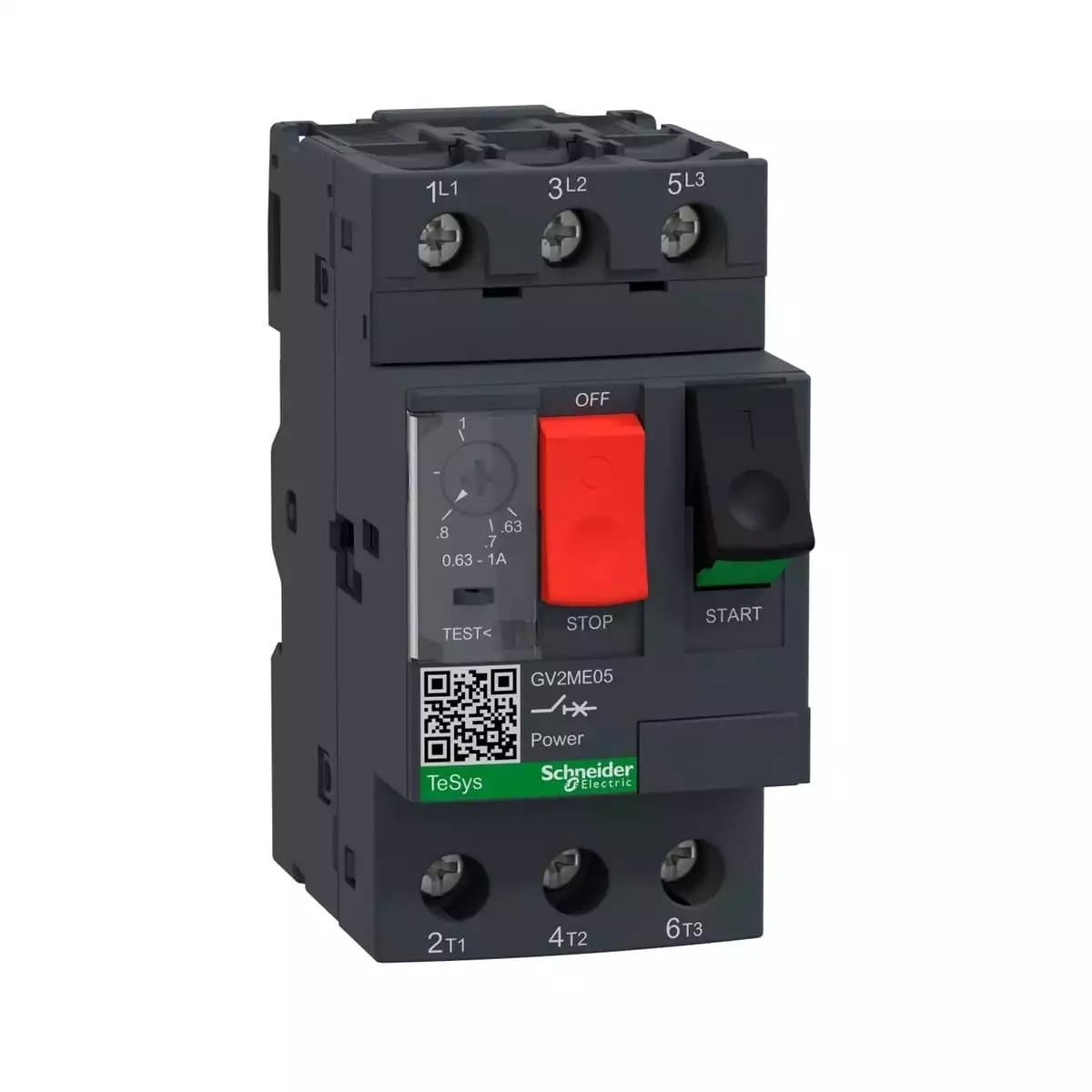 Motor circuit breaker, TeSys Deca, 3P, 0.63-1 A, thermal magnetic, screw clamp terminals