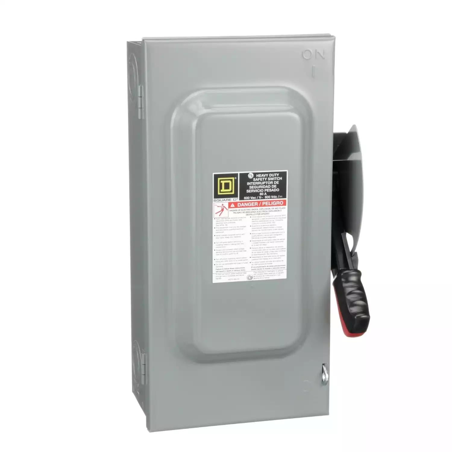 Safety switch, heavy duty, fusible, 60A, 3 wire, 3 poles, 50hp, 600VAC/DC, Type 1