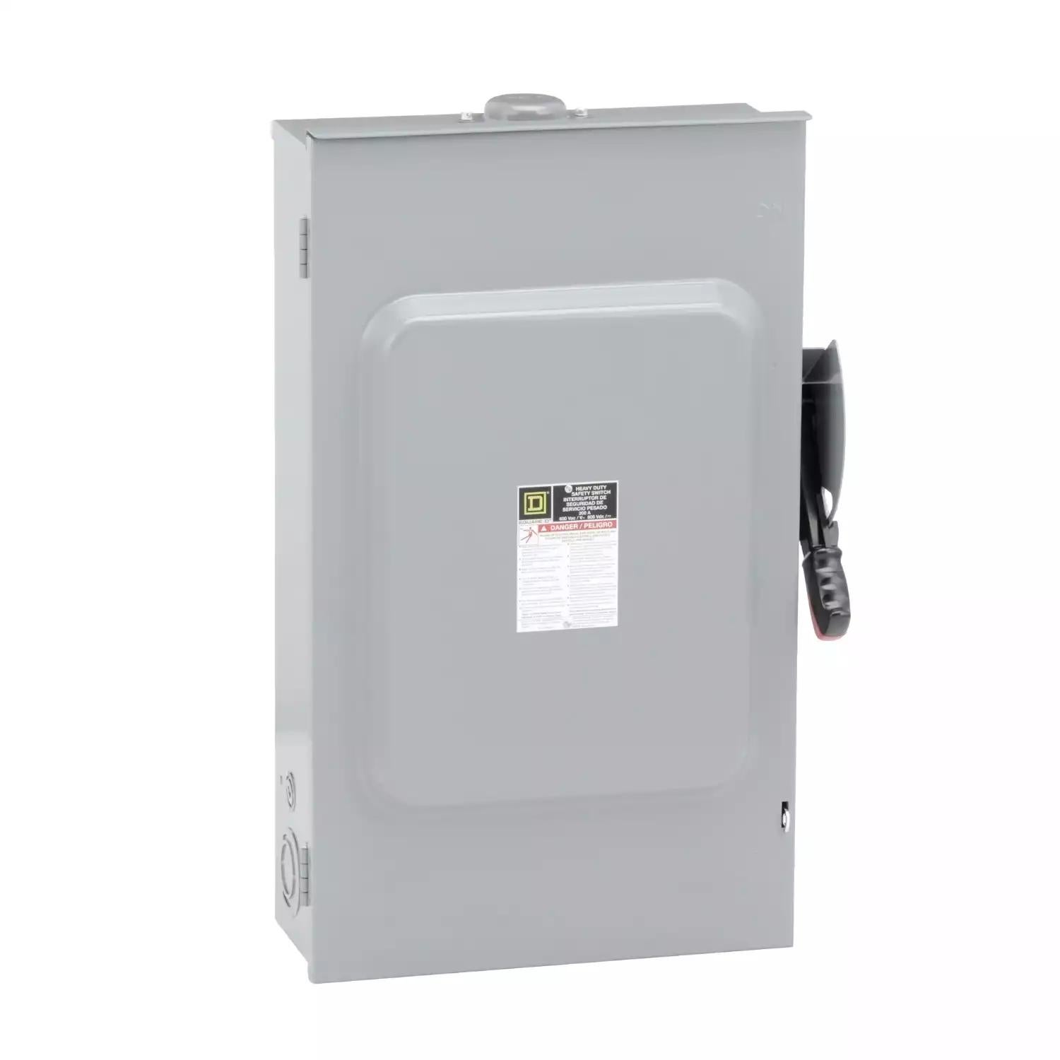 Safety switch, heavy duty, non fusible, 200A, 3 wire, 3 poles, 150hp, 600VAC/DC, Type 3R, bolt on hub provision