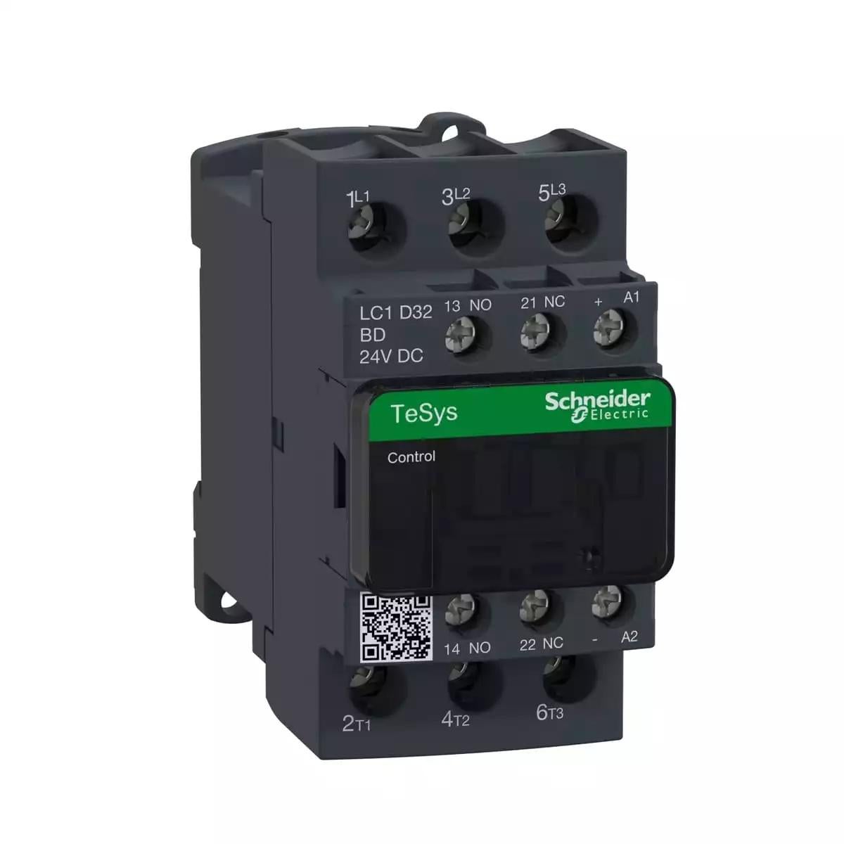 TeSys Deca contactor - 3P(3 NO) - AC-3/AC-3e - <lt/>= 440 V 32 A - 24 V DC coil