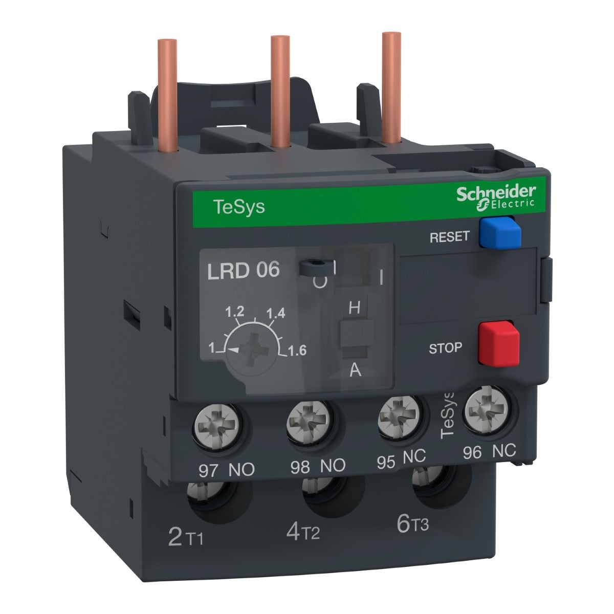 Thermal overload relay,TeSys Deca,1-1.6A,1NO+1NC,class 10A,lugs terminal,for unbalanced loads