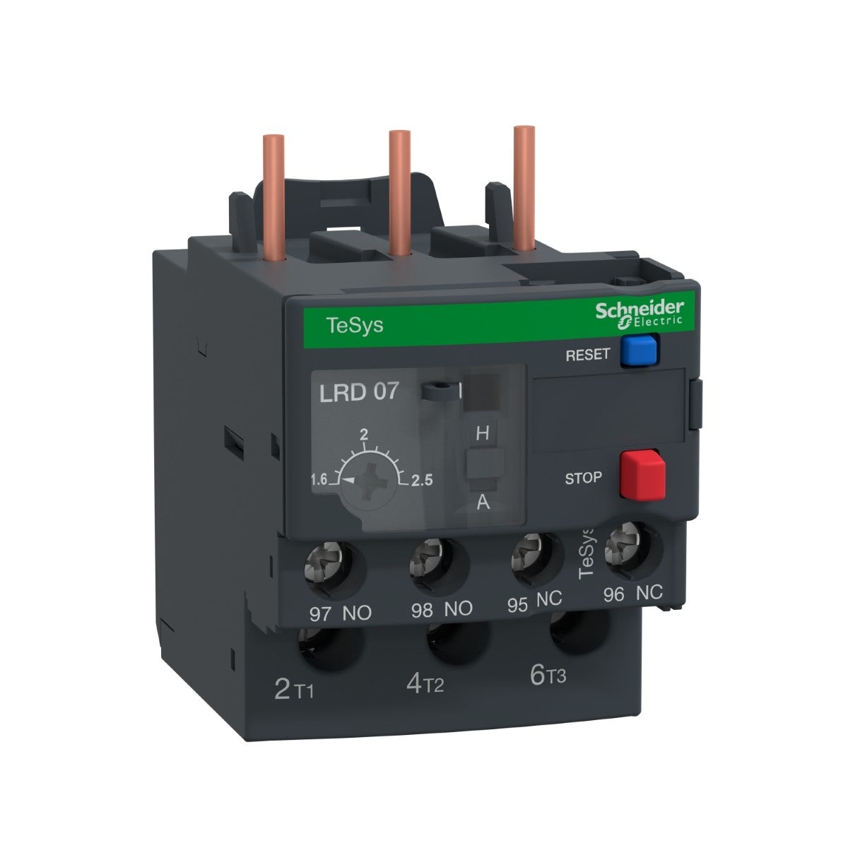 Thermal overload relay, TeSys Deca, 690VAC, 1.6 to 2.5A, 1NO+1NC, class 10A, for unbalanced loads
