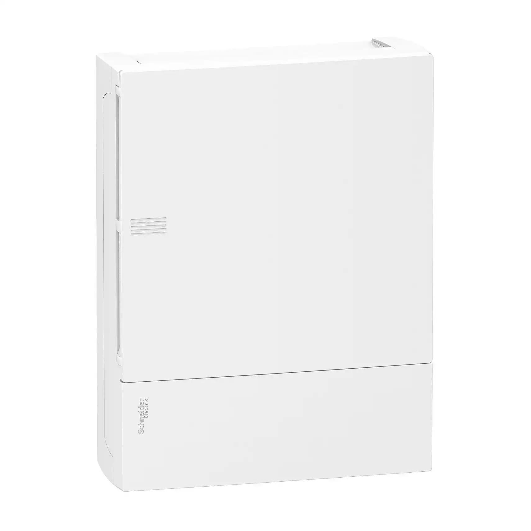 Enclosure, Resi9 MP, surface mounting, 2 rows of 12 modules, IP40, white door, 1 earth + 1 neutral terminal blocks