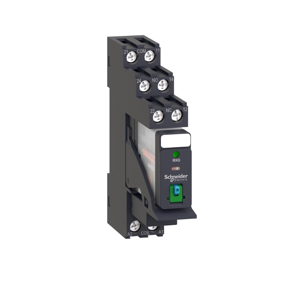 Interface plug in relay pre assembled, Harmony, 5A, 2CO, with LED, lockable test button, 24V DC