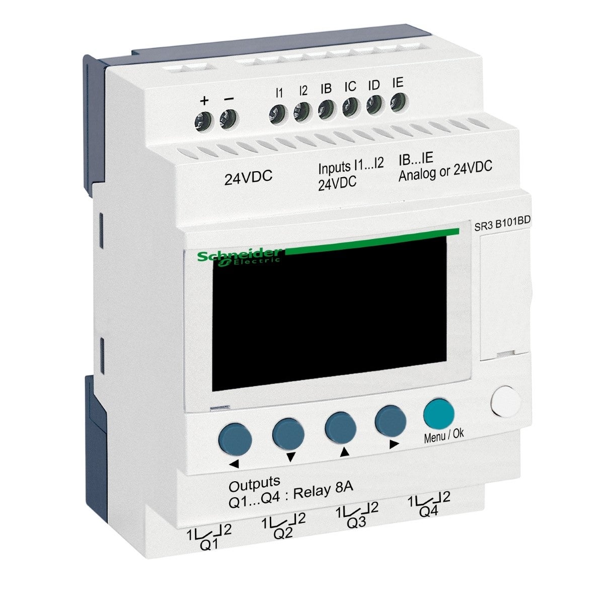 Modular smart relay, Zelio Logic, 10 I/O, 24 V DC, clock, display