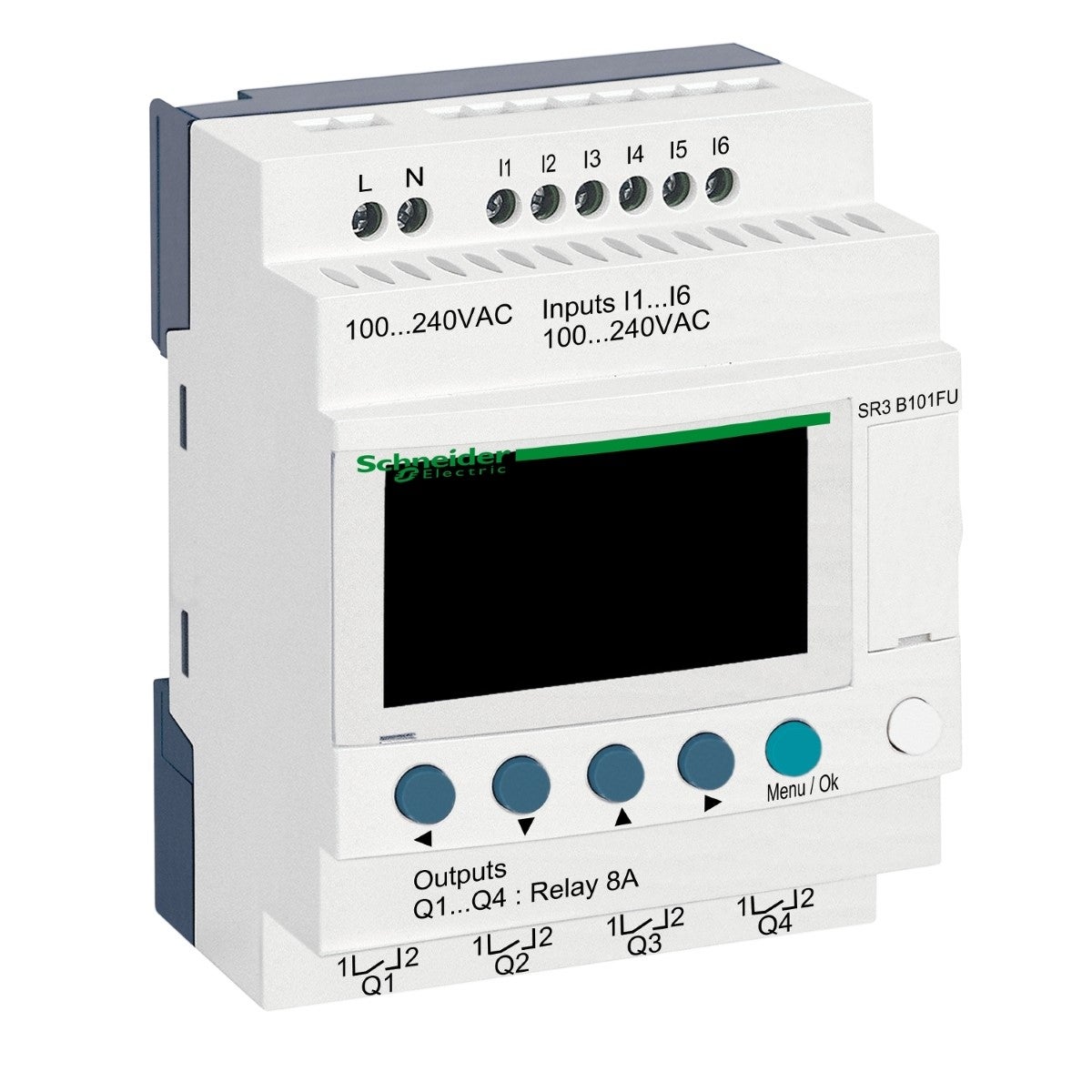 Modular smart relay, Zelio Logic, 10 I/O, 100...240 V AC, clock, display