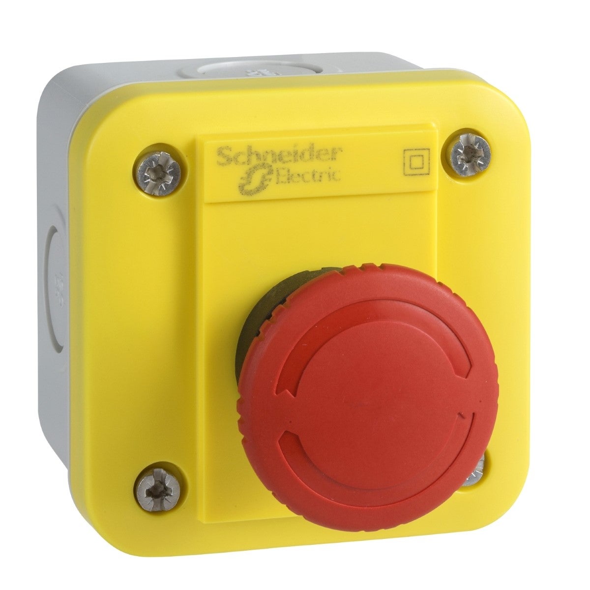 Harmony XALE, Control station, plastic, yellow, 1 red mushroom head push button Ø40, emergency stop switching off, 1NO + 1 NC